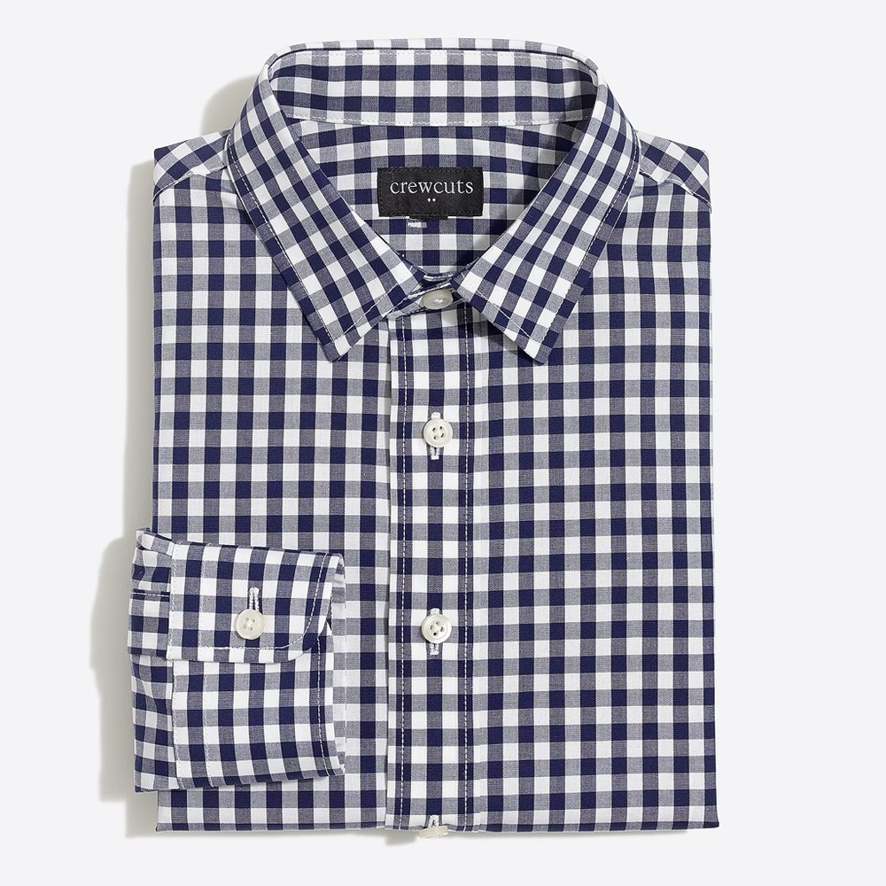 Crewcuts Navy and White Checked boys button down shirt